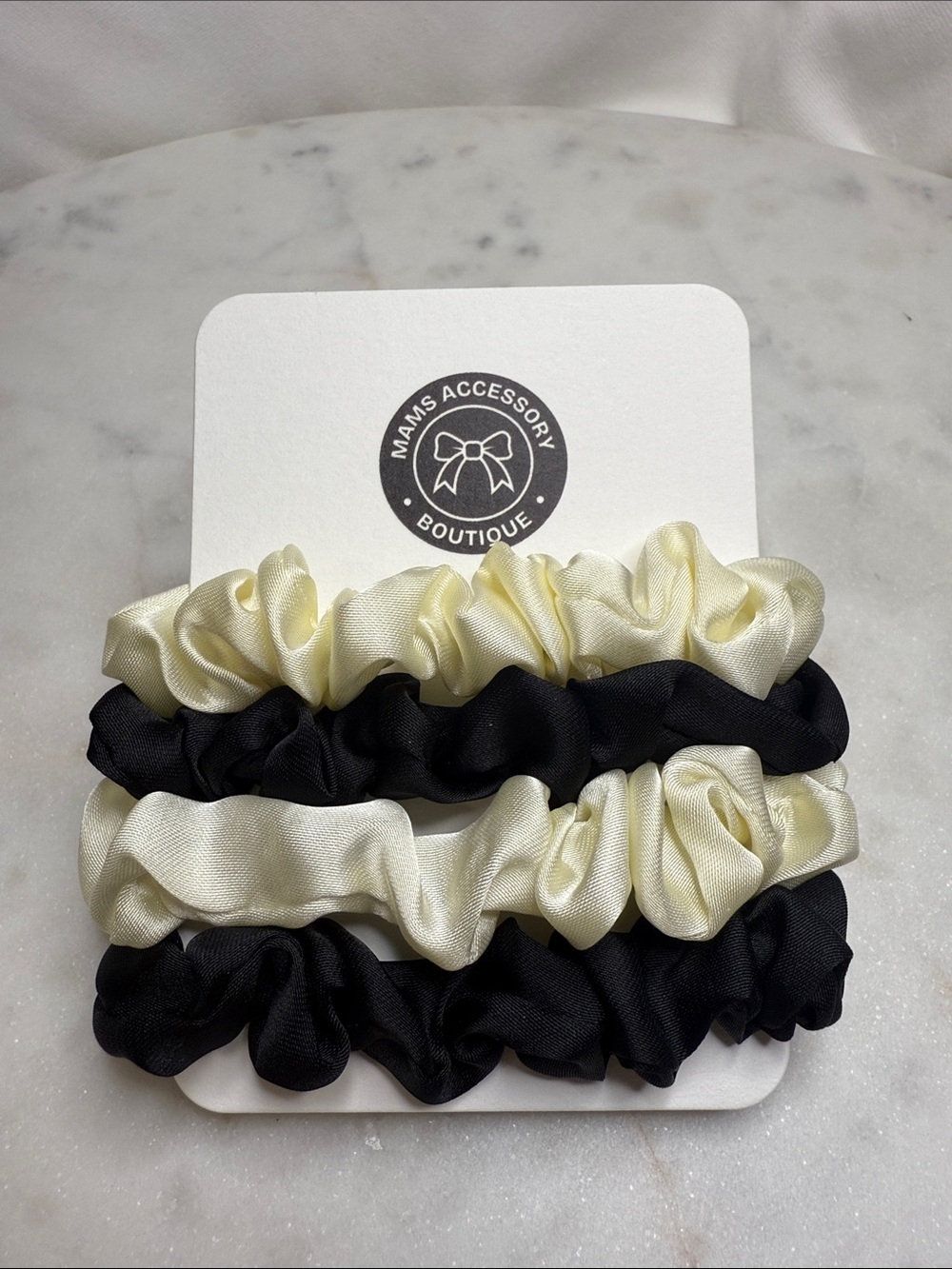 The Black & Cream Satin Set - 4 Pack